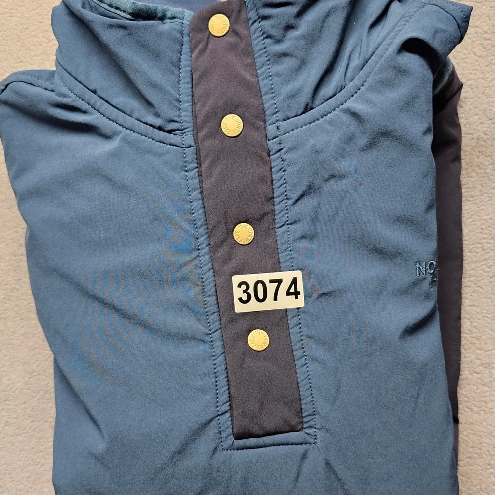 The North Face 1/4 Snap Pullover Jacket Mens L Blue Gray Lightweight Long Sleeve